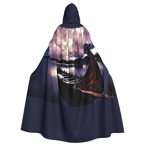 PQruop Halloween-Umhang mit Wikinger-Boot-Druck, dekorativer Umhang für Partys, Cosplay und Festivals PQruop Halloween-Umhang mit Wikinger-Boot-Druck, dekorativer Umhang für Partys, Cosplay und Festivals von PQruop