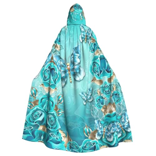 PQruop Hellblauer Schmetterlings-Aufdruck, Halloween-Kapuzenumhang, dekorativer Umhang für Partys, Cosplay und Festivals PQruop Hellblauer Schmetterlings-Aufdruck, Halloween-Kapuzenumhang, dekorativer Umhang für Partys, Cosplay und Festivals von PQruop