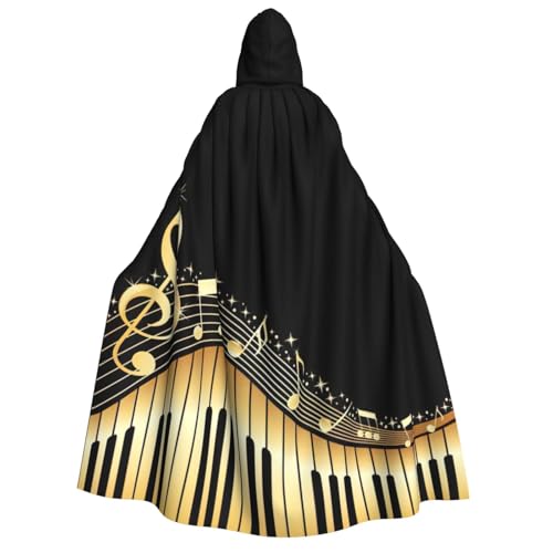 PQruop Lustiger Halloween-Umhang mit Musiknoten-Druck, Hexenumhang, geeignet für Maskerade, Weihnachtsfeier, Cosplay-Kostüm von PQruop