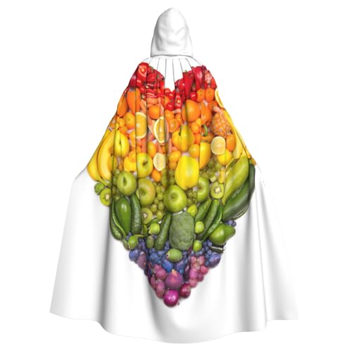 PQruop Regenbogen-Umhang mit Gemüse und Früchten für Erwachsene, Halloween, dekorativer Umhang für Partys, Cosplay und Festivals von PQruop
