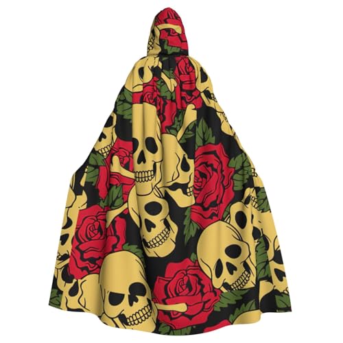 PQruop Rosen- und Totenkopf-Aufdruck, Halloween-Kapuzenumhang, dekorativer Umhang für Partys, Cosplay und Festivals PQruop Rosen- und Totenkopf-Aufdruck, Halloween-Kapuzenumhang, dekorativer Umhang für Partys, Cosplay und Festivals von PQruop