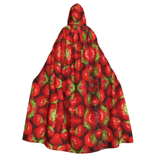 PQruop Roter Erdbeerfrucht-Aufdruck, Halloween-Kapuzenumhang, dekorativer Umhang für Partys, Cosplay und Festivals PQruop Roter Erdbeerfrucht-Aufdruck, Halloween-Kapuzenumhang, dekorativer Umhang für Partys, Cosplay und Festivals von PQruop