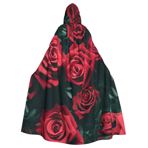 PQruop Roter Rosen-Aufdruck, Halloween-Kapuzenumhang, dekorativer Umhang für Partys, Cosplay und Festivals PQruop Roter Rosen-Aufdruck, Halloween-Kapuzenumhang, dekorativer Umhang für Partys, Cosplay und Festivals von PQruop
