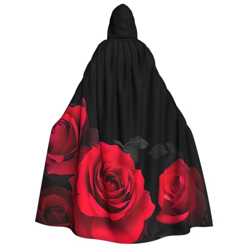 PQruop Roter Rosen-Blumendruck, Halloween-Kapuzenumhang, Hexenumhang, geeignet für Maskerade, Weihnachtsfeier, Cosplay-Kostüm PQruop Roter Rosen-Blumendruck, Halloween-Kapuzenumhang, Hexenumhang, geeignet für Maskerade, Weihnachtsfeier, Cosplay-Kostüm von PQruop