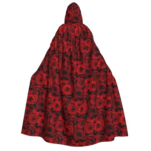 PQruop Roter Rosen-Blumendruck, Halloween-Kapuzenumhang, Hexenumhang, geeignet für Maskerade, Weihnachtsfeier, Cosplay-Kostüm PQruop Roter Rosen-Blumendruck, Halloween-Kapuzenumhang, Hexenumhang, geeignet für Maskerade, Weihnachtsfeier, Cosplay-Kostüm von PQruop