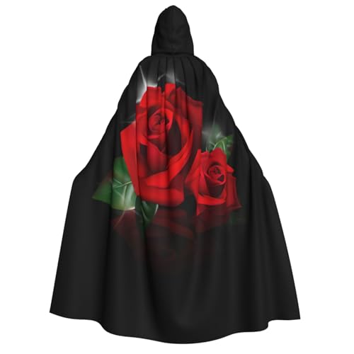 PQruop Roter Rosen-Druck, Halloween-Kapuzenumhang, Hexenumhang, geeignet für Maskerade, Weihnachtsfeier, Cosplay-Kostüm PQruop Roter Rosen-Druck, Halloween-Kapuzenumhang, Hexenumhang, geeignet für Maskerade, Weihnachtsfeier, Cosplay-Kostüm von PQruop
