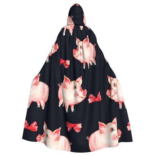 PQruop Roter süßer Schweinchen-Aufdruck, Halloween-Kapuzenumhang, dekorativer Umhang für Partys, Cosplay und Festivals PQruop Roter süßer Schweinchen-Aufdruck, Halloween-Kapuzenumhang, dekorativer Umhang für Partys, Cosplay und Festivals von PQruop