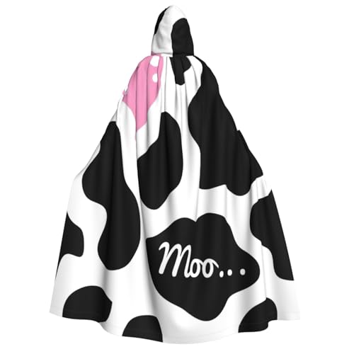 PQruop Schwarz-weißer Milchkuh-Druck, Halloween-Kapuzenumhang, Hexenumhang, geeignet für Maskerade, Weihnachtsfeier, Cosplay-Kostüm PQruop Schwarz-weißer Milchkuh-Druck, Halloween-Kapuzenumhang, Hexenumhang, geeignet für Maskerade, Weihnachtsfeier, Cosplay-Kostüm von PQruop