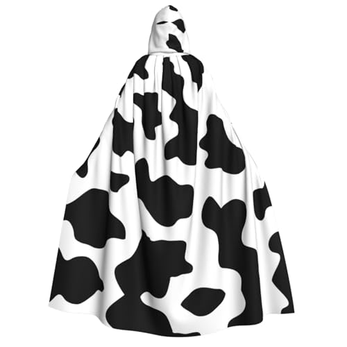 PQruop Schwarzer und weißer Kuh-Druck, Halloween-Kapuzenumhang, Hexenumhang, geeignet für Maskerade, Weihnachtsfeier, Cosplay-Kostüm PQruop Schwarzer und weißer Kuh-Druck, Halloween-Kapuzenumhang, Hexenumhang, geeignet für Maskerade, Weihnachtsfeier, Cosplay-Kostüm von PQruop
