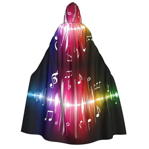 PQruop Springender Musiknoten-Druck, Halloween-Kapuzenumhang, Hexenumhang, geeignet für Maskerade, Weihnachtsfeier, Cosplay-Kostüm PQruop Springender Musiknoten-Druck, Halloween-Kapuzenumhang, Hexenumhang, geeignet für Maskerade, Weihnachtsfeier, Cosplay-Kostüm von PQruop