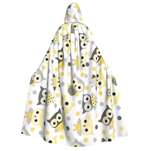 PQruop Tier-Cartoon-Eulen-Druck, Halloween-Kapuzenumhang, Hexenumhang, geeignet für Maskerade, Weihnachtsfeier, Cosplay-Kostüm von PQruop