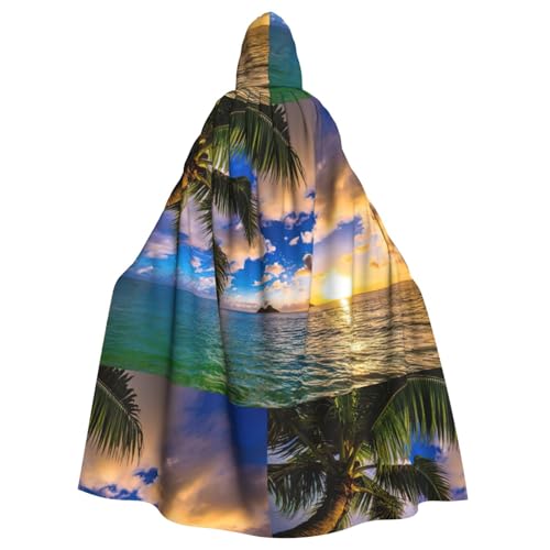 PQruop Tropischer Hawaii-Palmen-Ozean-Meeres-Sonnenuntergang-Druck, Erwachsenen-Halloween-Kapuzenumhang, dekorativer Umhang für Partys, Cosplay und Festivals PQruop Tropischer Hawaii-Palmen-Ozean-Meeres-Sonnenuntergang-Druck, Erwachsenen-Halloween-Kapuzenumhang, dekorativer Umhang für Partys, Cosplay und Festivals von PQruop