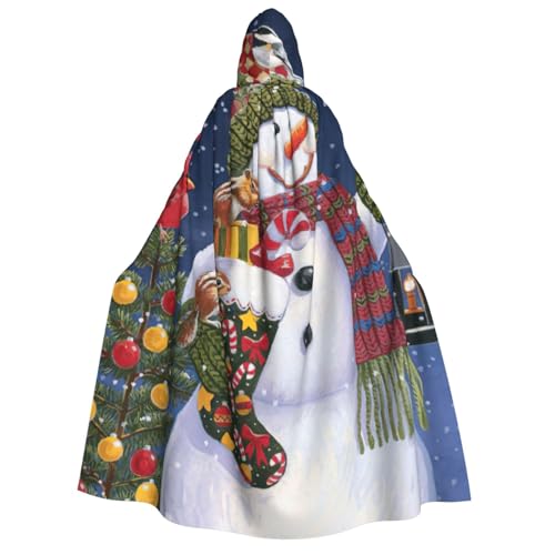 PQruop Weihnachtskarton, Schneemann-Druck, Halloween-Kapuzenumhang, geeignet für Maskerade, Weihnachtsfeier, Cosplay-Kostüm von PQruop