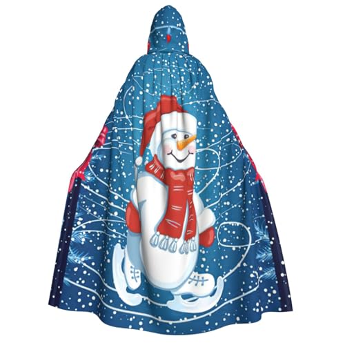 PQruop Winter-Schneemann-Druck, Halloween-Kapuzenumhang, Hexenumhang, geeignet für Maskerade, Weihnachtsfeier, Cosplay-Kostüm von PQruop