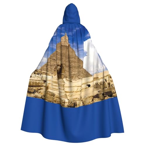 Pyramiden von Ägypten bedruckter Halloween-Umhang mit Kapuze, dekorativer Umhang für Partys, Cosplay und Festivals von PQruop