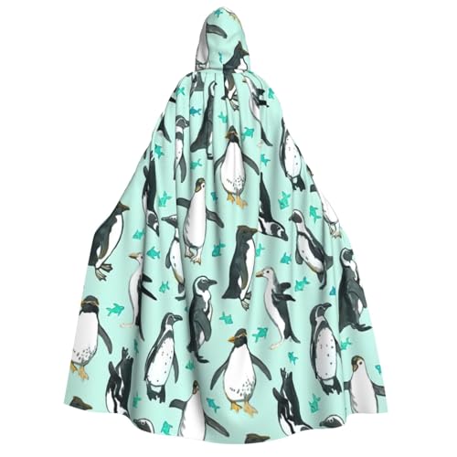 Süßer Pinguin-Druck, Halloween-Kapuzenumhang, Hexenumhang, geeignet für Maskerade, Weihnachtsfeier, Cosplay-Kostüm von PQruop