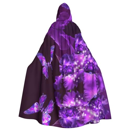 Violetter Schmetterlings-Aufdruck, Halloween-Kapuzenumhang, dekorativer Umhang für Partys, Cosplay und Festivals Violetter Schmetterlings-Aufdruck, Halloween-Kapuzenumhang, dekorativer Umhang für Partys, Cosplay und Festivals von PQruop