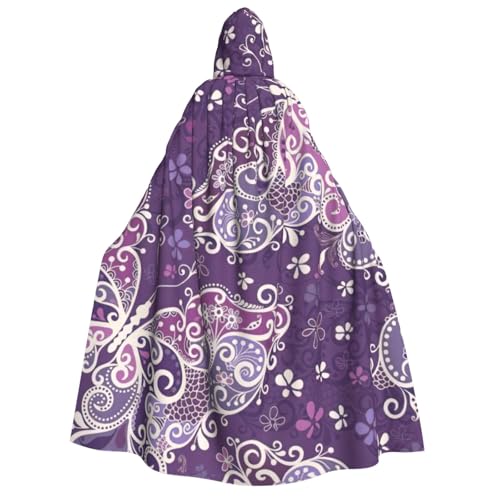 Violetter Schmetterlings-Druck, Halloween-Kapuzenumhang, Hexenumhang, geeignet für Maskerade, Weihnachtsfeier, Cosplay-Kostüm Violetter Schmetterlings-Druck, Halloween-Kapuzenumhang, Hexenumhang, geeignet für Maskerade, Weihnachtsfeier, Cosplay-Kostüm von PQruop
