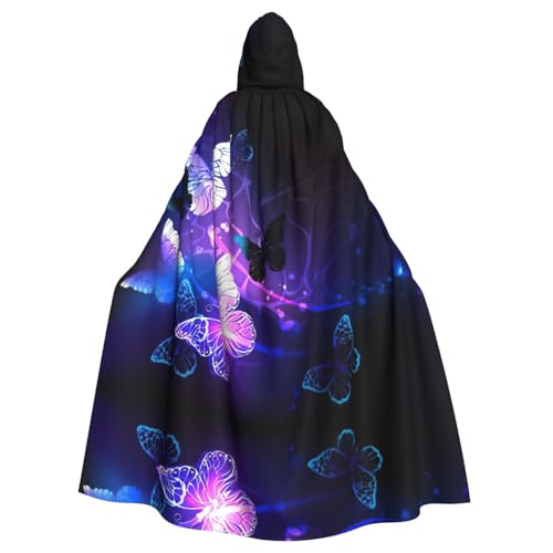 Weiß-violetter Schmetterlings-Aufdruck, Halloween-Kapuzenumhang, dekorativer Umhang für Partys, Cosplay und Festivals Weiß-violetter Schmetterlings-Aufdruck, Halloween-Kapuzenumhang, dekorativer Umhang für Partys, Cosplay und Festivals von PQruop