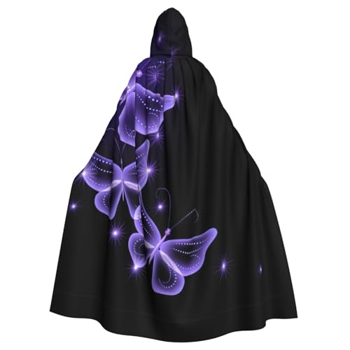 Wunderschöner lila Schmetterlings-Aufdruck, Halloween-Kapuzenumhang, dekorativer Umhang für Partys, Cosplay und Festivals Wunderschöner lila Schmetterlings-Aufdruck, Halloween-Kapuzenumhang, dekorativer Umhang für Partys, Cosplay und Festivals von PQruop