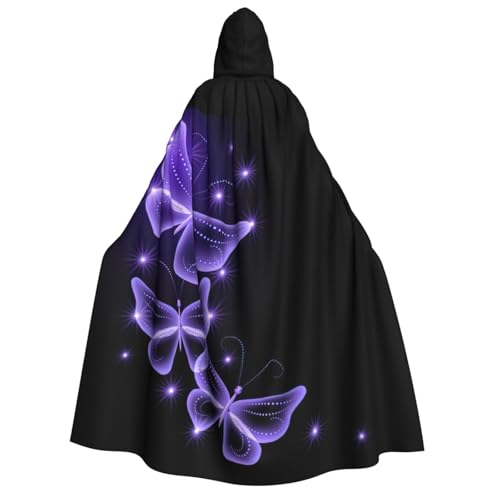 Wunderschöner violetter Schmetterlings-Druck, Halloween-Kapuzenumhang, geeignet für Maskerade, Weihnachtsfeier, Cosplay-Kostüm von PQruop
