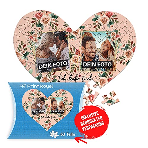 Foto-Puzzle selbst gestalten - Ich Liebe Dich - mit 2 Fotos Bedrucken - Herz-Puzzle Personalisieren - Geschenk zu Valentinstag, Jahrestag - 63 Teile inkl. Kartonverpackung Foto-Puzzle selbst gestalten - Ich Liebe Dich - mit 2 Fotos Bedrucken - Herz-Puzzle Personalisieren - Geschenk zu Valentinstag, Jahrestag - 63 Teile inkl. Kartonverpackung von PR Print Royal