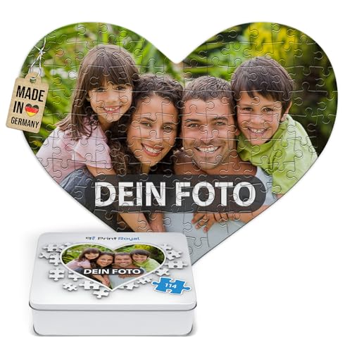 PR Print Royal Foto-Puzzle 24-1000 Teile in inkl. hochwertiger Metalldose - mit eigenem Foto Bedrucken - Puzzle selber gestalten - Herzpuzzle 114 Teile in Metalldose von PR Print Royal