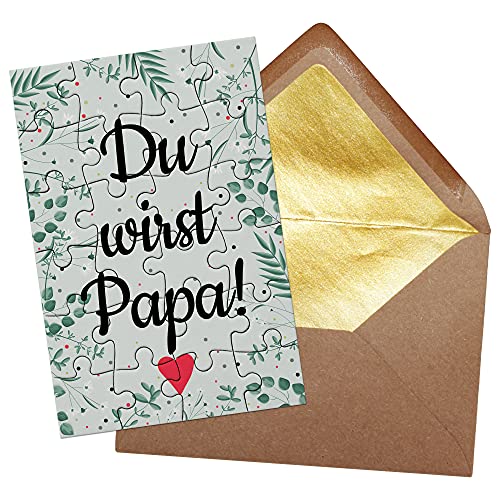 PR Print Royal Foto-Puzzle - Du wirst Papa - inkl. Briefumschlag mit Gold-Inlay - Geschenk für werdenden Papa - Verkündung Geburt & Schwangerschaft - 24 Teile von PR Print Royal