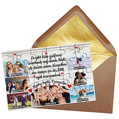 PR Print Royal Foto-Puzzle - Meine Beste Freundin - inkl. Briefumschlag mit Gold-Inlay - Geschenk für die Beste Freundin - mit Sieben Bildern Bedrucken Lassen - 24 Teile von PR Print Royal