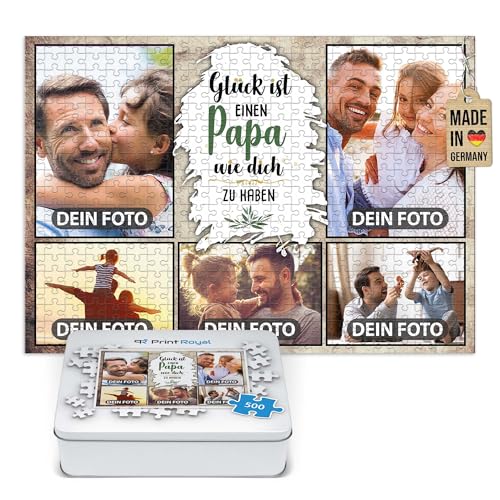 Foto-Puzzle mit 5 Fotos Bedrucken - Glück ist einen Papa wie Dich zu haben - Collagen-Puzzle selber gestalten für den Papa - 500 Teile inkl. hochwertiger Metalldose Foto-Puzzle mit 5 Fotos Bedrucken - Glück ist einen Papa wie Dich zu haben - Collagen-Puzzle selber gestalten für den Papa - 500 Teile inkl. hochwertiger Metalldose von PR Print Royal