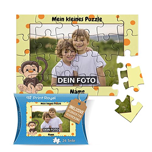Fotopuzzle für Kinder mit Name und Foto Puzzle selbst gestalten - Mein kleines Puzzle mit AFFE, Kinderpuzzle | 16,5 x 11 cm, 24 Teile in Kartonverpackung von PR Print Royal