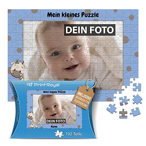 PR Print Royal Fotopuzzle für Kinder mit Name und Foto Puzzle selbst gestalten - Mein kleines Puzzle mit Giraffe, Kinderpuzzle | 39 x 27,5 cm, 192 Teile in Kartonverpackung von PR Print Royal