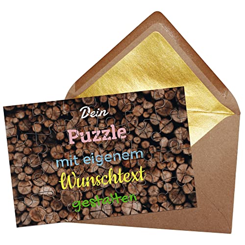 PR Print Royal Puzzle selbst gestalten mit Text - 24 Teile Puzzle Personalisieren mit Wunschtext, inkl. Briefumschlag mit Gold-Inlay | Hintergrund Holzstämme PR Print Royal Puzzle selbst gestalten mit Text - 24 Teile Puzzle Personalisieren mit Wunschtext, inkl. Briefumschlag mit Gold-Inlay | Hintergrund Holzstämme von PR Print Royal