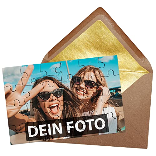 PR Print Royal Puzzle selbst gestalten mit eigenem Bild - 24 Teile Puzzle Personalisieren mit Foto und Wunschtext | Querformat, inkl. Briefumschlag mit Gold-Inlay PR Print Royal Puzzle selbst gestalten mit eigenem Bild - 24 Teile Puzzle Personalisieren mit Foto und Wunschtext | Querformat, inkl. Briefumschlag mit Gold-Inlay von PR Print Royal