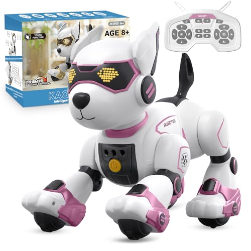 PRANITE Roboter Hund, Programmierbarer Roboterhund Kinder Ferngesteuerter Spielzeug, Wiederaufladbar, Tierimitation, Sprachsteuerung, Gestensteuerung, Musik, Tanz, für Jungen Mädchen von PRANITE