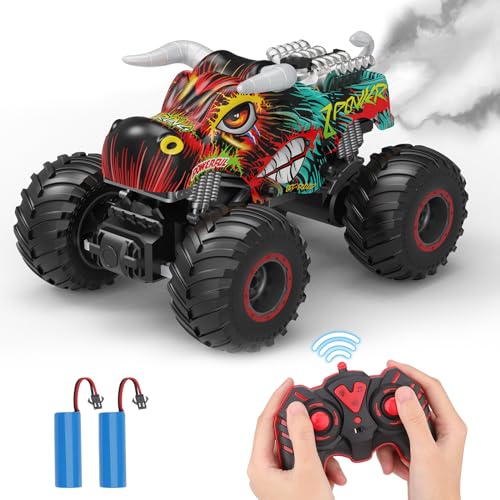 PREBOX Ferngesteuerter Monster Truck für Jungen 8-12 - RC Stier Auto Spielzeug für Kinder im Alter von 4-7 Jahren, Geburtstagsgeschenke für Jungen mit Musik und Lichtern von PREBOX