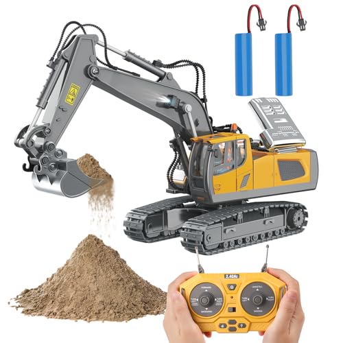 PREBOX Ferngesteuertes Bagger Ferngesteuerter Spielzeug für Kinder ab 3 4 5 6 7 8 9 Jahren, 2,4 GHz Bagger RC Spielzeugautos mit Licht und Sound, Geburtstags Geschenk Jungen von PREBOX