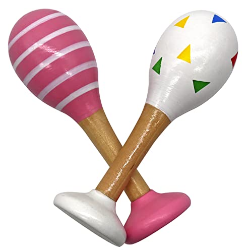 PREMYO Rassel Baby Musik Spielzeug - Holzspielzeug Maracas Babyspielzeug - Dreiecke Streifen Rosa PREMYO Rassel Baby Musik Spielzeug - Holzspielzeug Maracas Babyspielzeug - Dreiecke Streifen Rosa von PREMYO
