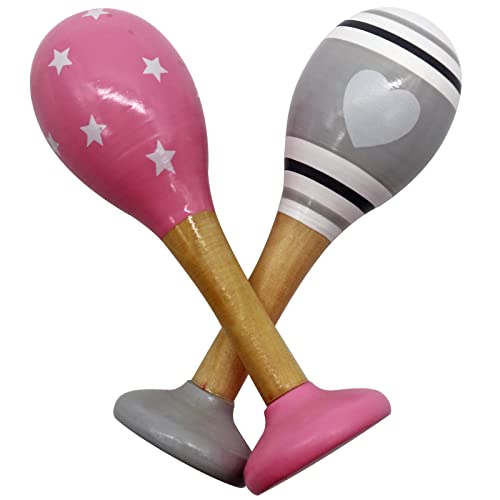 PREMYO Rassel Baby Musik Spielzeug - Holzspielzeug Maracas Babyspielzeug - Herz Sterne Rosa Grau PREMYO Rassel Baby Musik Spielzeug - Holzspielzeug Maracas Babyspielzeug - Herz Sterne Rosa Grau von PREMYO
