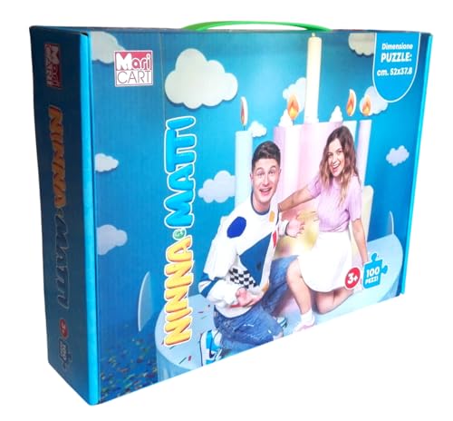 Ninja und Matti Puzzle mit 100 Teilen, einfach für Kinder, Thema Foto Hellblau, 52 x 37,8 cm + Schlüsselanhänger mit Pailletten und buntem Stift von PRESTIGE & DELUXE
