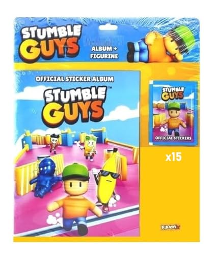 PRESTIGE & DELUXE Sammelalbum – 2025 + 15 Boosterpacks mit 76 Karten + Schlüsselanhänger Stumble Guys von PRESTIGE & DELUXE