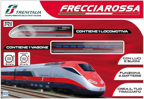 Trenitalia Strecke Frecciarossa ETR 500E Maßstab 1:87 mit Licht und Sound - Spielzeugzug 2 Lokomotiven 2 Waggons und 3 Schienen - Batteriebetrieben + Gratis Schlüsselanhänger und Würfel Trenitalia Strecke Frecciarossa ETR 500E Maßstab 1:87 mit Licht und Sound - Spielzeugzug 2 Lokomotiven 2 Waggons und 3 Schienen - Batteriebetrieben + Gratis Schlüsselanhänger und Würfel von PRESTIGE & DELUXE