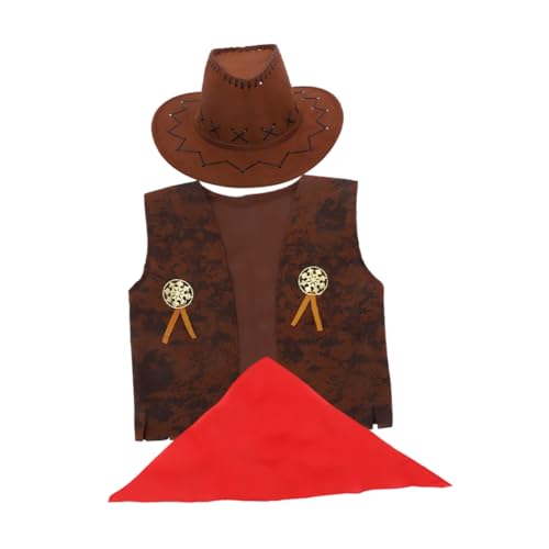 PRETYZOOM 1 Satz Cowboy Kostüm Set für Jungen Teiliges Outfit mit Hut Weste und Bandana für Halloween Karneval und Mottopartys Westernmode für Unvergessliche Erlebnisse PRETYZOOM 1 Satz Cowboy Kostüm Set für Jungen Teiliges Outfit mit Hut Weste und Bandana für Halloween Karneval und Mottopartys Westernmode für Unvergessliche Erlebnisse von PRETYZOOM