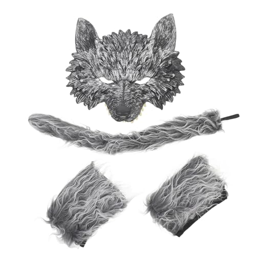 PRETYZOOM 1 Satz Halloween-Wolfsanzug Halloween-Katzenmaske Hund Kostüme Kostümzubehör Maskerade halloween dekoration Halloween-Attacken Wolf- Tierschwanz- Luo Shui Mao von PRETYZOOM