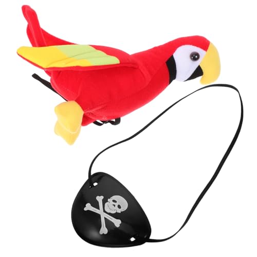 PRETYZOOM 2-teilige Piraten-Requisite Weicher Plüsch-augenklappen-papagei Für Halloween-kostümzubehör Realistisches Design Für Themenparty-zubehör von PRETYZOOM