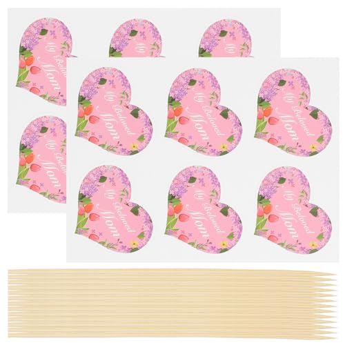 PRETYZOOM 1 Satz Torteneinsätze Zum Muttertag Alles Zum Geburtstagszeichen Kuchen -toper Tortenaufsatz Für Die Babyparty Cupcake -stand Kuchendeckel Cupcake-topper Kuchendekor Holz 48st von PRETYZOOM