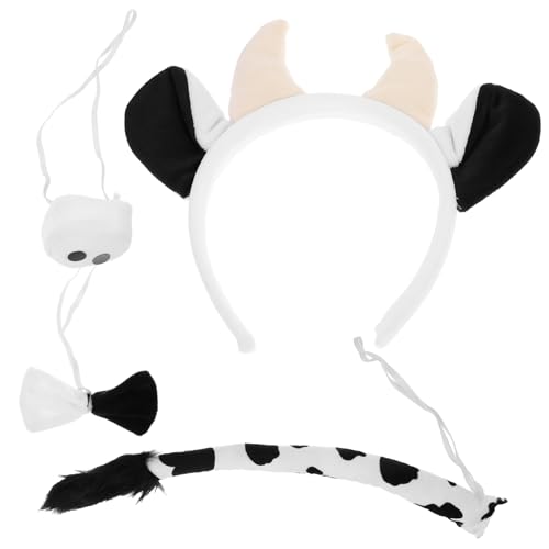 PRETYZOOM Kuh-kostüm-set Für Halloween Jungen Und Mädchen Set Mit Cosplay-party Kuh-stirnband Schleife Nase Requisite -zubehör von PRETYZOOM
