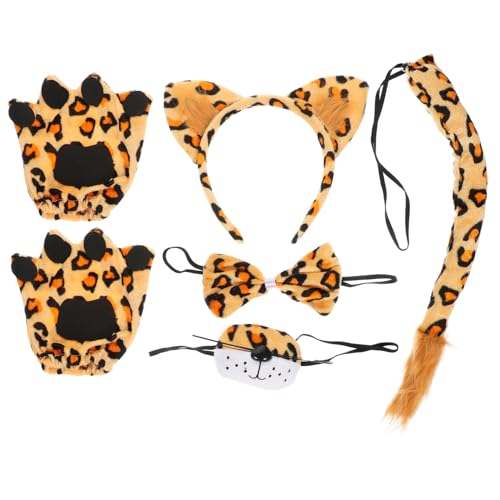 PRETYZOOM 1 Set Leoparden Kostü Set Mit Tierohren Nase Und Fliege Lustige Halloween Kopfbedeckung Für Und Erwachsene Ideal Für Karneval Und Kostümpartys von PRETYZOOM