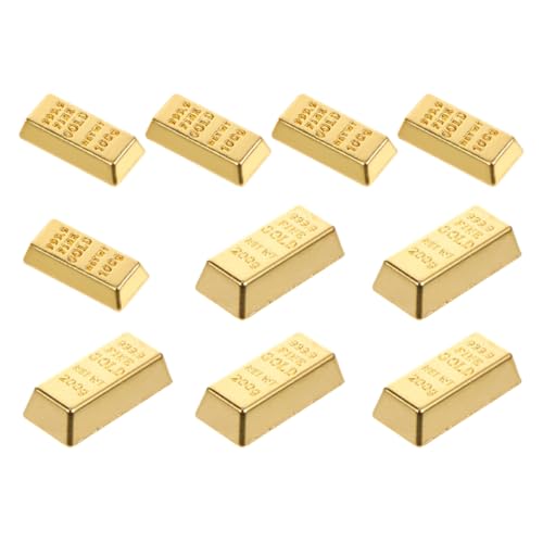 PRETYZOOM 10 Stück Miniatur-Goldziegel-Modellsimulation Goldener Barren Dekorative Metallziegelblöcke Für Das Puppenhaus Zum Selbermachen von PRETYZOOM
