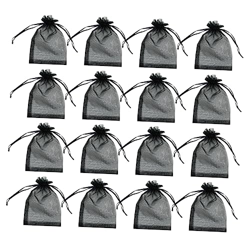 PRETYZOOM 100 Stück Pure Color Perlen Gauze Beutel Set Schwarz Hochwertige Aufbewahrungstaschen für Gastgeschenke Hochzeitsgeschenke und Süßigkeiten für Besondere Anlässe von PRETYZOOM